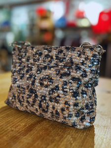 Pochette sequins léopard Sana