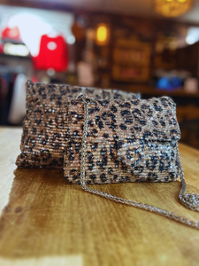 Pochette sequins léopard Sana