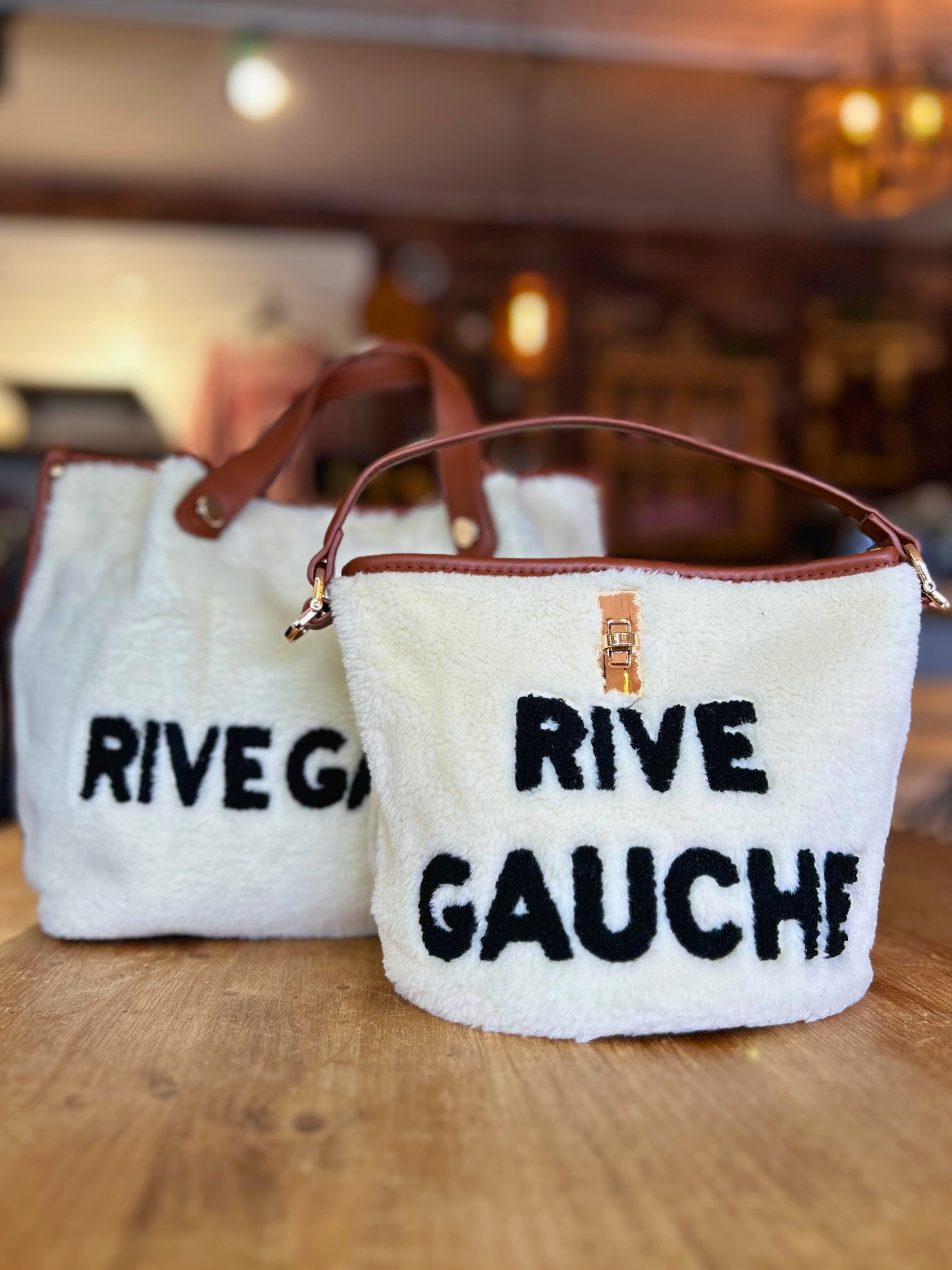 Petit sac moumoute écru Rive gauche