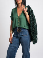 Charger l&#39;image dans la galerie, Veste bombers strass verte Vicky
